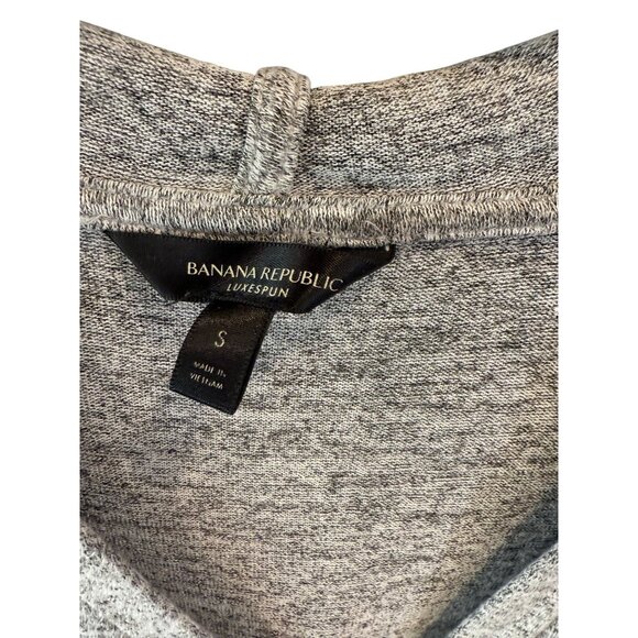 Banana Republic Luxespun Gray Hoodie Small V Neck Pullover Long Sleeve Soft Knit - Picture 3 of 8